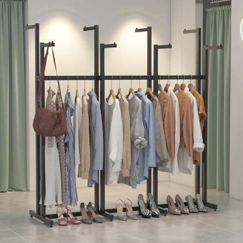 Heavy Duty Gold Metal Clothes Rack, 8 Straight Arms, Adjustable 46-63"	height