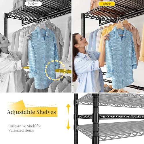 Raybee Heavy Duty 780LB Clothing Rack, Adjustable Metal Closet, Black