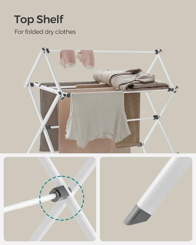 SONGMICS Folding White Outdoor Clothes Drying Rack ULLR770W01