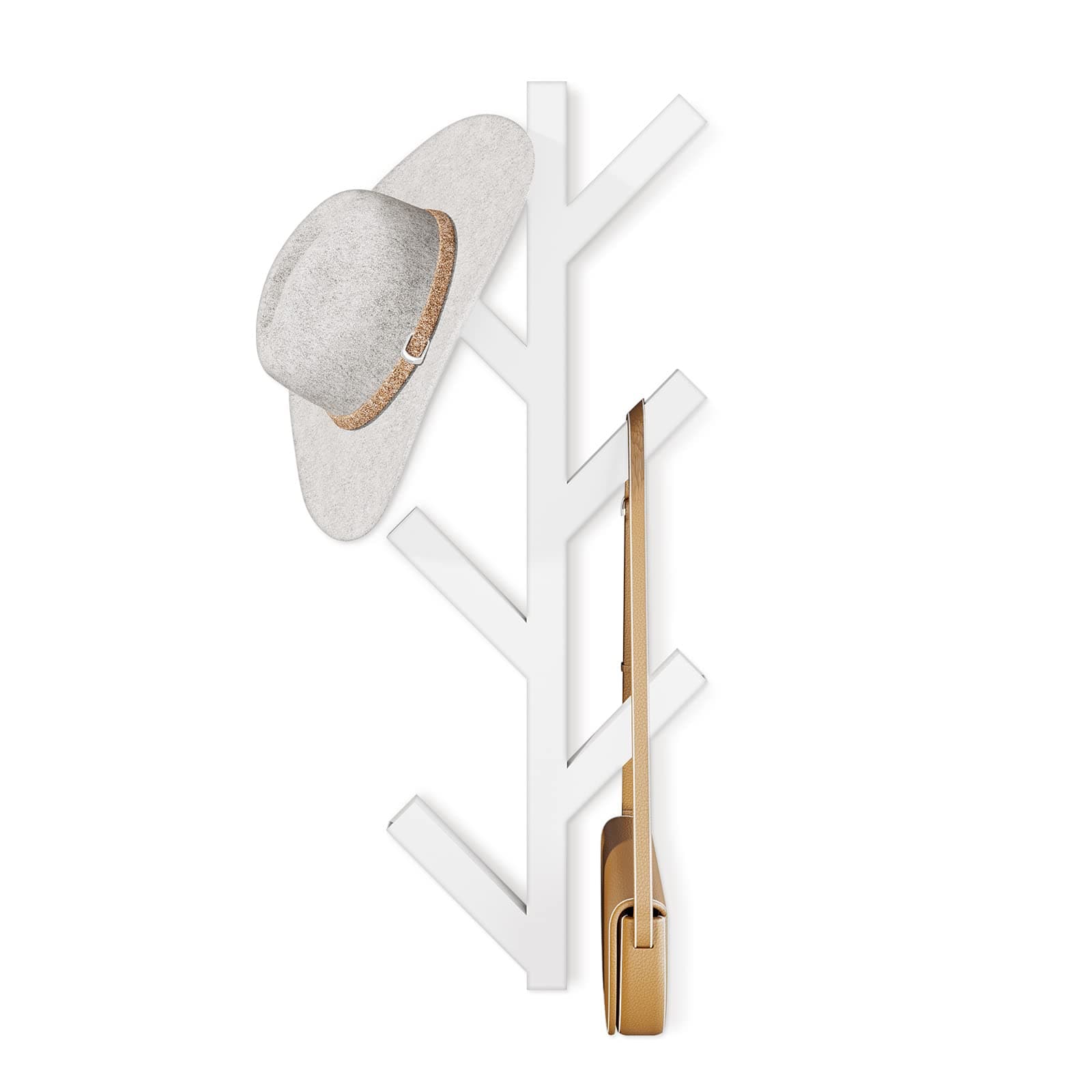 RRG White Metal Vertical Hat & Coat Rack, 16" High, Wall Mountable