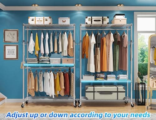 Heavy Duty 3-Adjustable Wire Shelving Clothes Rack, 50in Freestanding, Max 450 LBSChrome