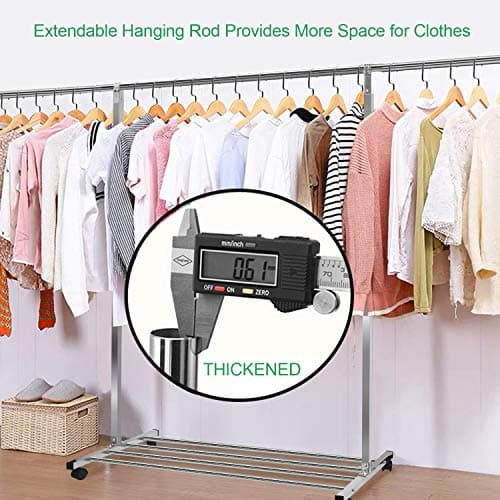 Stainless Steel Heavy Duty Extendable Garment Rack 47"-75" Adjustable Hanger