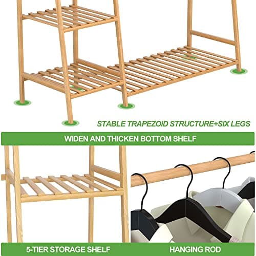Reliance Bamboo Clothing Rack with Shoe Storage for Multi-Tiered Closet Organization
