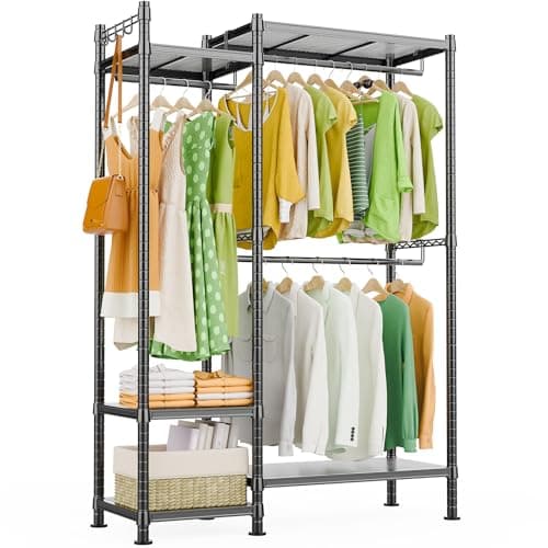LEHOM G3 Heavy Duty Freestanding Clothes Rack with Shelves