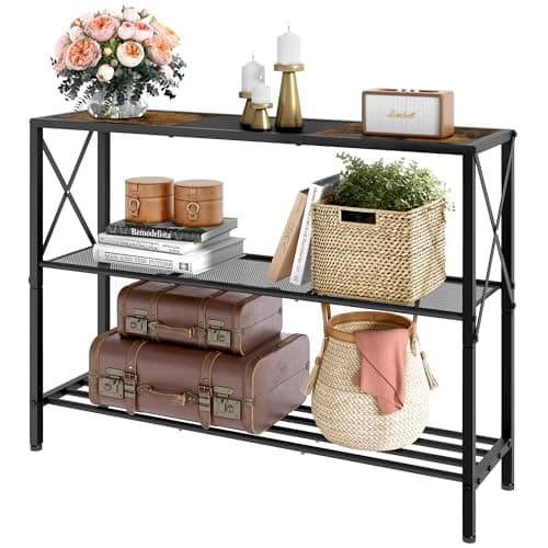 Hoctieon Industrial 3-Tier Console Table for Entryway and Hallway