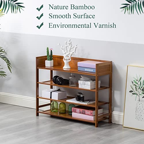Bamboo Latifolia 4-Tier Shoe Organizer, Brown (31.50"L)