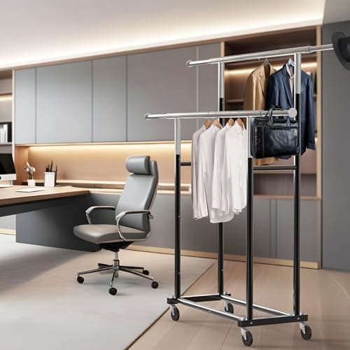 Black Standard Double Rod Houseware Garment Rack