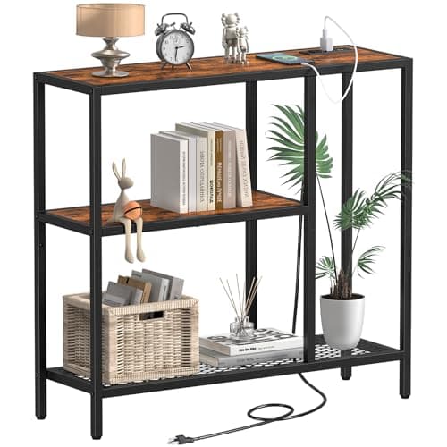 Snughome Console Table with Storage & USB Ports, 31.5" Luellia Narrow Sofa Table for Hallway & Living Room