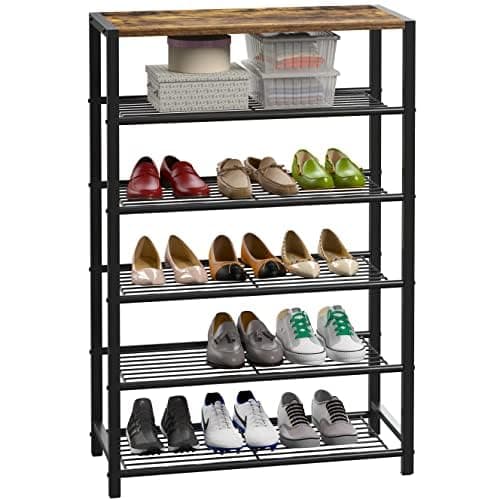 Yusong Rustic Brown 4-Tier Industrial Shoe Organizer Shelf