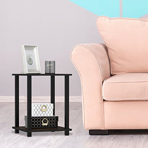 Furinno Columbia Walnut/Black Set of 2 End Tables