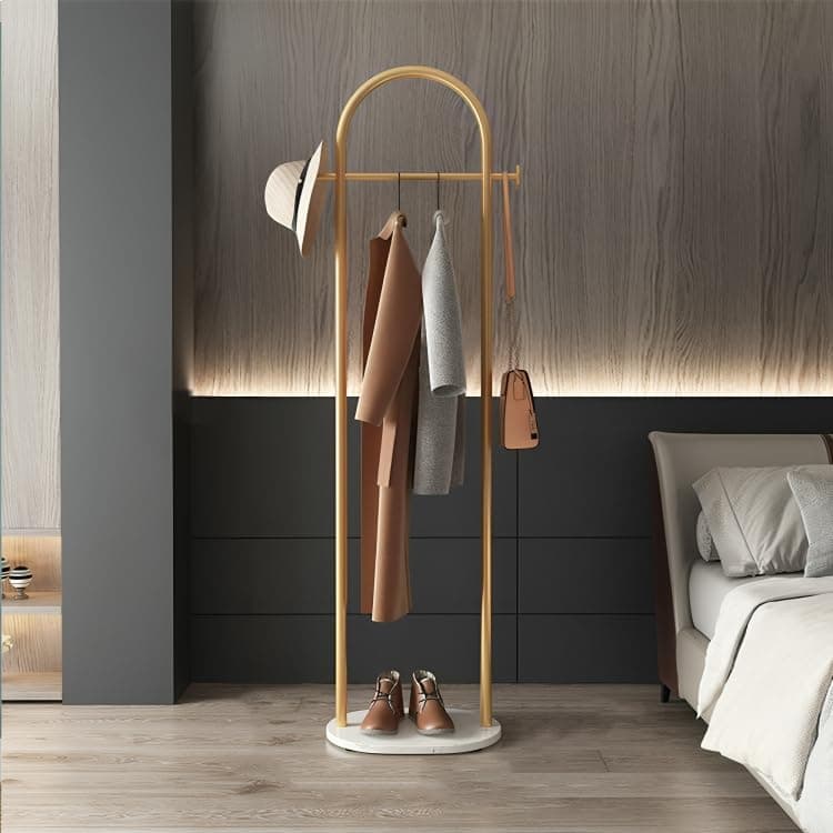 Modern Marble Base Gold Clothing Rack, Heavy-duty for Boutiques and Closets