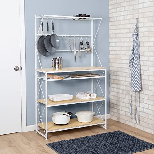 Honey-Can-Do White/Oak Baker's Rack SHF-09513