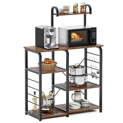 Microwave Stand Kitchen Cart with 3-Tierx4-Tier Storage Shelf, White Color