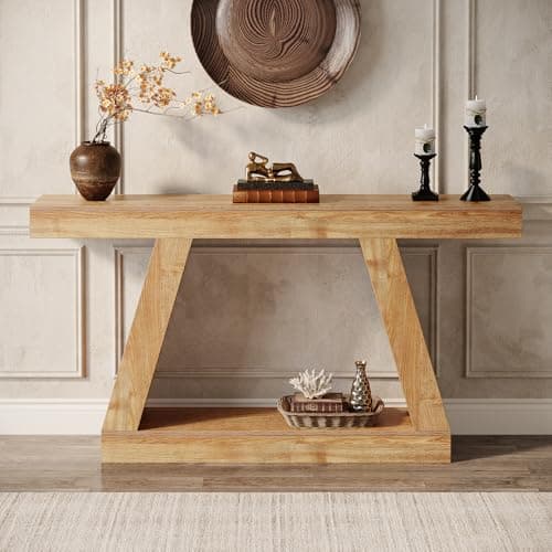 Tribesigns Rustic 55-Inch Farmhouse Console Table with Storage