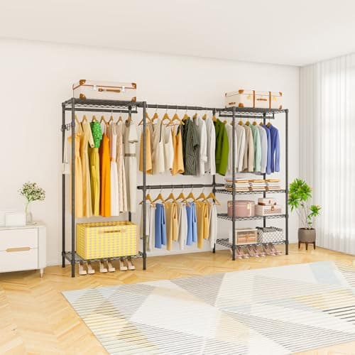 Portable Expandable Heavy Duty 4-Tier Clothes Rack, Black