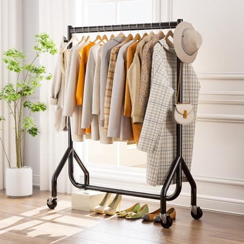 Heavy Duty Rolling Clothes Rack for Hanging Clothes - 420 LBS Capacity, 48 inches