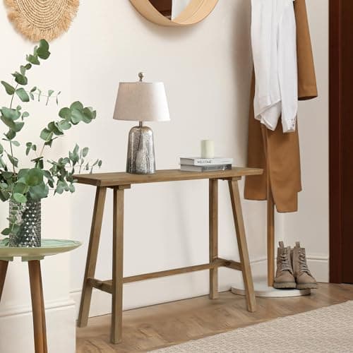 Wnutrees 43" Rustic Solid Wood Console Table for Hallway & Living Room, Easy Assembly