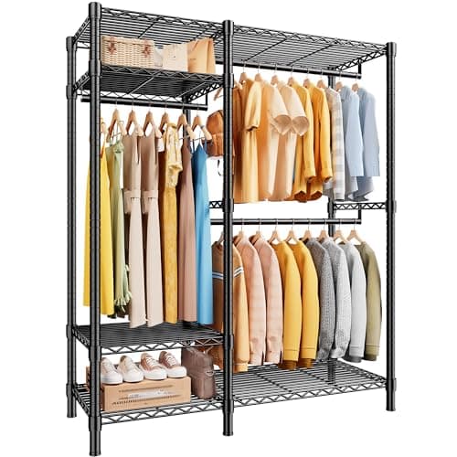 Raybee Heavy Duty 780LB Clothing Rack, Adjustable Metal Closet, Black