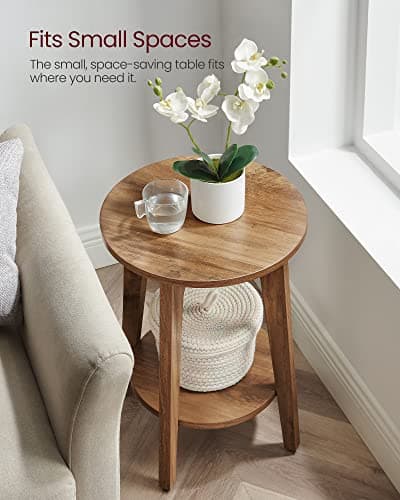 Rustic Walnut Side Tables Set of 2 for Small Spaces