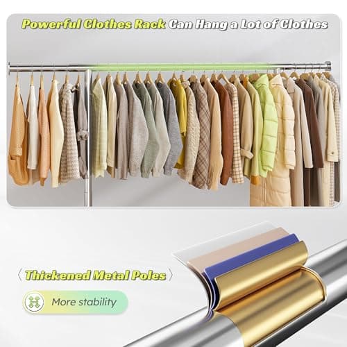 Raybee Heavy Duty 480LB Clothes Rack, Adjustable Rolling Closet Organizer