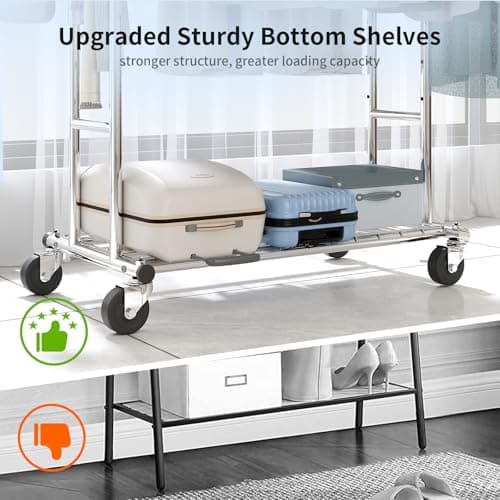 Heavy Duty Y-Type Rolling Clothing Rack, Adjustable Height