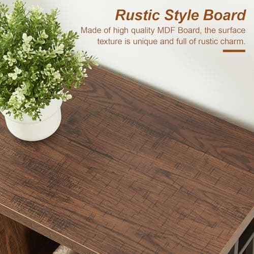 HOMISSUE Rustic Brown Sofa Console Table with Open Shelves (47 Inch)