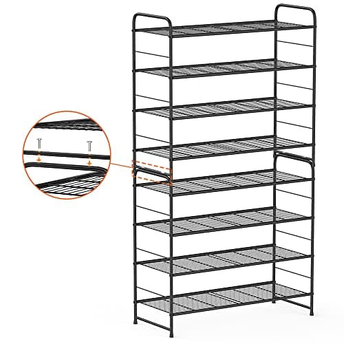 Coonoor Black 4 Tier Stackable Wire Shoe Organizer