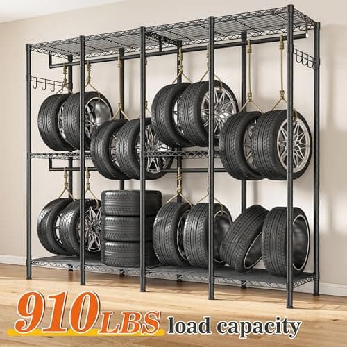 Raybee Heavy Duty Clothing Rack 910LBS, 75" H x 75" W, Black