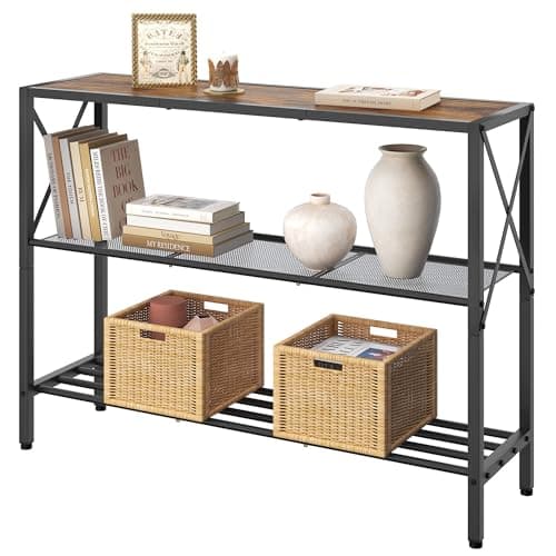 Hoctieon Industrial 3-Tier Console Table for Entryway and Hallway