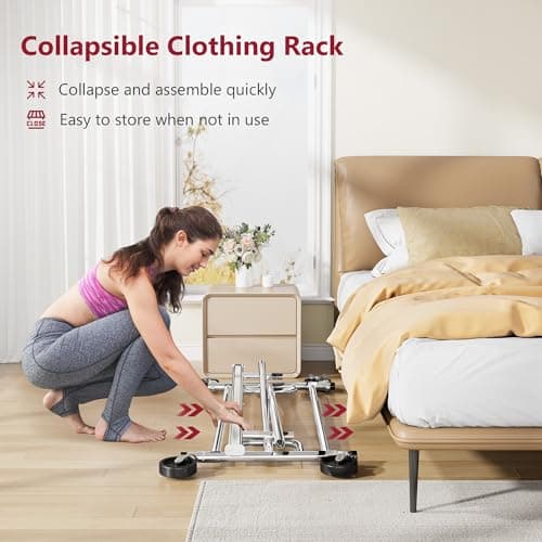 Chrome Heavy Duty Tajsoon Clothes Rack 350 LBS Hanging with Wheels
