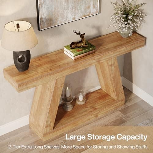 Tribesigns Rustic 55-Inch Farmhouse Console Table with Storage