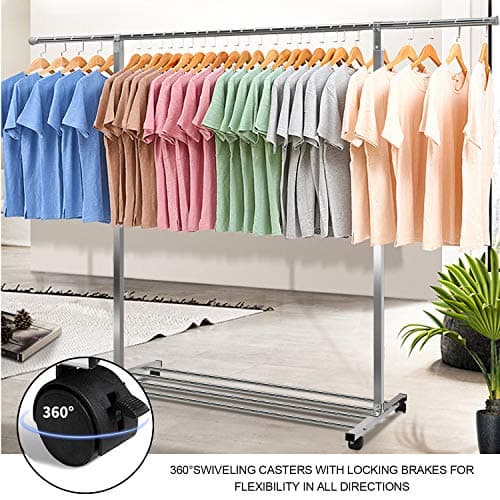 Stainless Steel Heavy Duty Extendable Garment Rack 47"-75" Adjustable Hanger