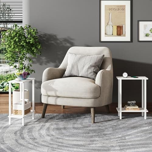 TUTOTAK White Set of 2 Small Side Tables TB01BW0622