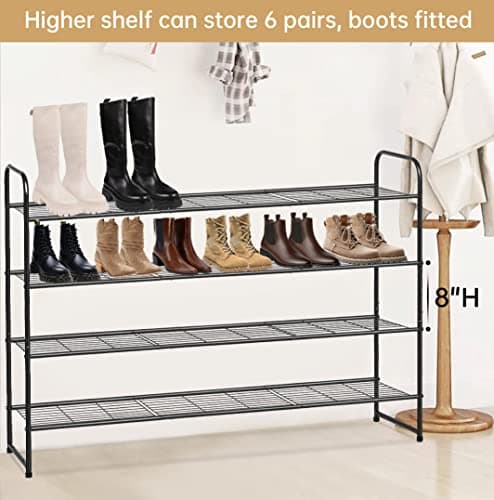 KEETDY 4-Tier Metal Shoe Organizer for Closet Storage