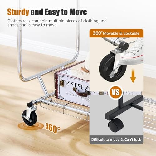 Heavy Duty Clothes Rack for 300 Clothing Items: 620 LB Capacity, Collapsible & Adjustable