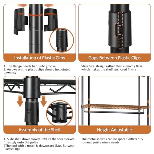 Heavy Duty 3 Tiers Garment Rack with Hanging Rods & Hooks, Black