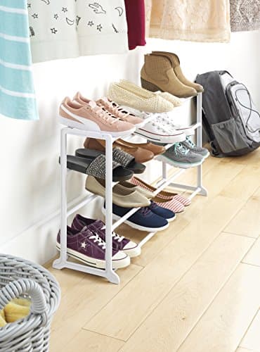 Whitmor White 4 Tier 20 Pair Floor Shoe Rack