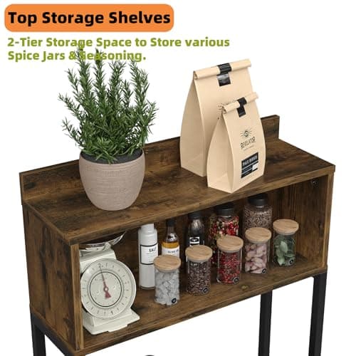 Furniouse Rustic Brown 5-Tier Kitchen Bakers Rack with Power Outlet