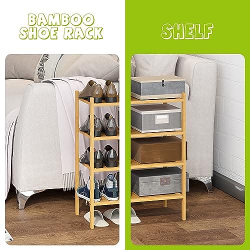 Premium BMOSU 4-Tier Bamboo Shoe Organizer for Hallway Closet Storage