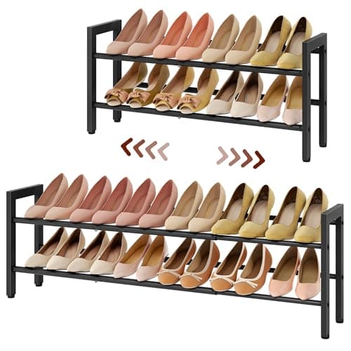 FAVOOSTY 2-Tier Expandable Shoe Rack, Black