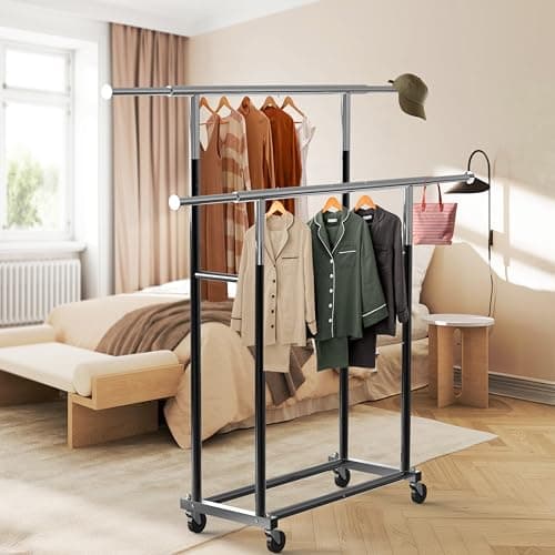 Black Standard Double Rod Houseware Garment Rack