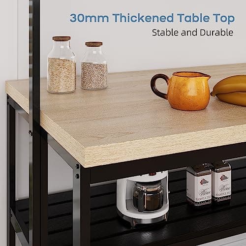 GAOMON 42" Kitchen Island Bakers Rack with 3 Tier Storage & 5 Hooks