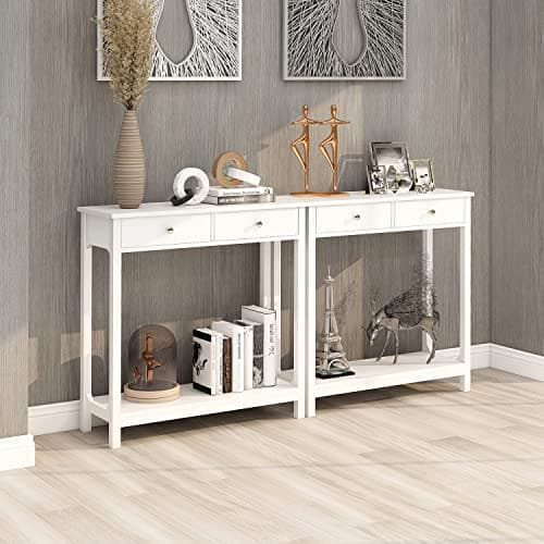 TaoHFE White Console Table, 39.4"x11.8"x31.5"