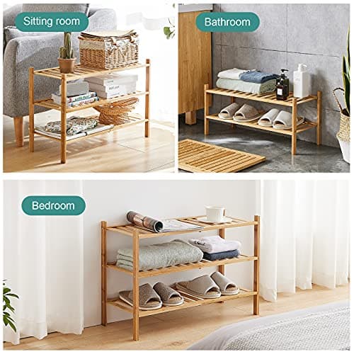 Bamboo 3-Tier Shoe Rack for Entryway & Closet | Sturdy & Beautiful