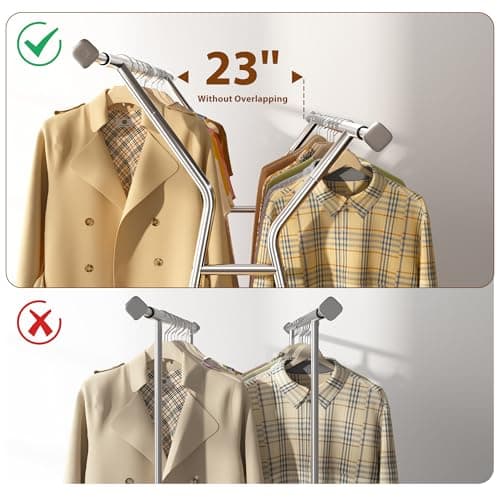 Raybee Heavy Duty 600LBS Clothing Rack, Adjustable & Portableewith Sturdy Wheels and ShelvesChrome