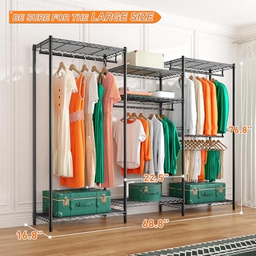 Raybee Heavy Duty 840 LBS Metal Clothes Rack, Black