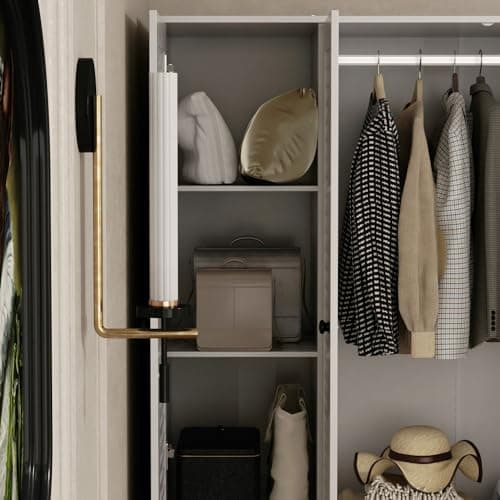 MOUMON 4-Shelf Armoire Wardrobe with 2 Rods, White (59" W x 19" D x 70.9" H)