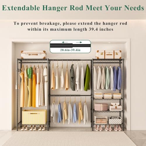 Portable Expandable Heavy Duty 4-Tier Clothes Rack, Black