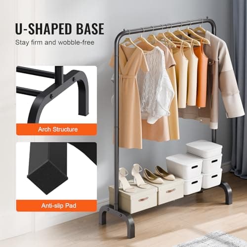 VEVOR Heavy Duty Clothing Rack with Hanging Rod & Bottom Storage