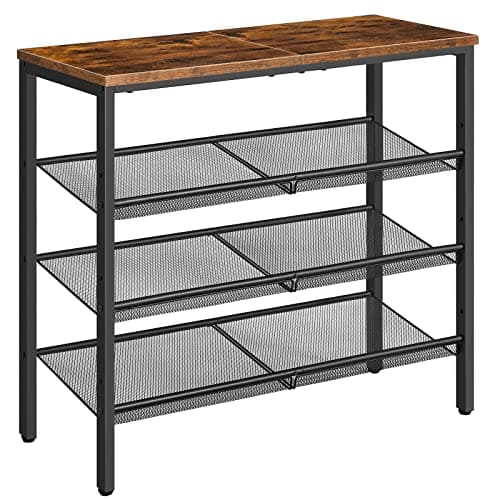 HOOBRO 4-Tier Shoe Organizer, Spacious Metal Shelf, Rustic Brown, BF42XJ01